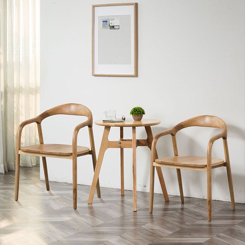 Sillas tradicionales de madera maciza de fresno, juego de sillas de comedor con brazo trasero abierto