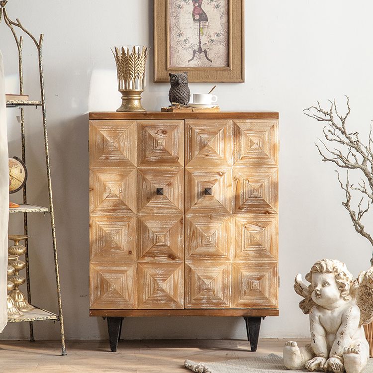Distressed Wood Accent Chest Industrial Style Solid Wood Cabinet with Drawers