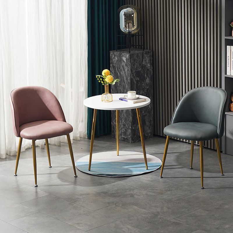 Glam Dining Side Chairs for Home Use Cushioned Armless Chair with Gold Legs