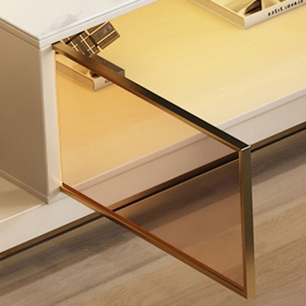 Luxury Rectangle TV Stand Sintered Stone Open Shelving TV Cabinet