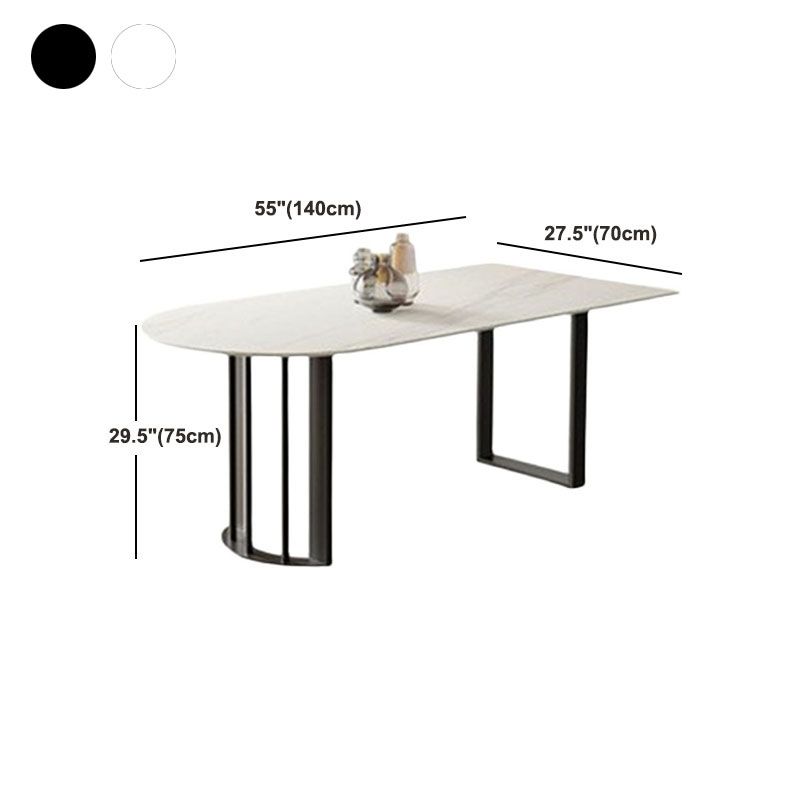 Irregular Shape White Table for Restaurant Sintered Stone Table with Double Pedestal
