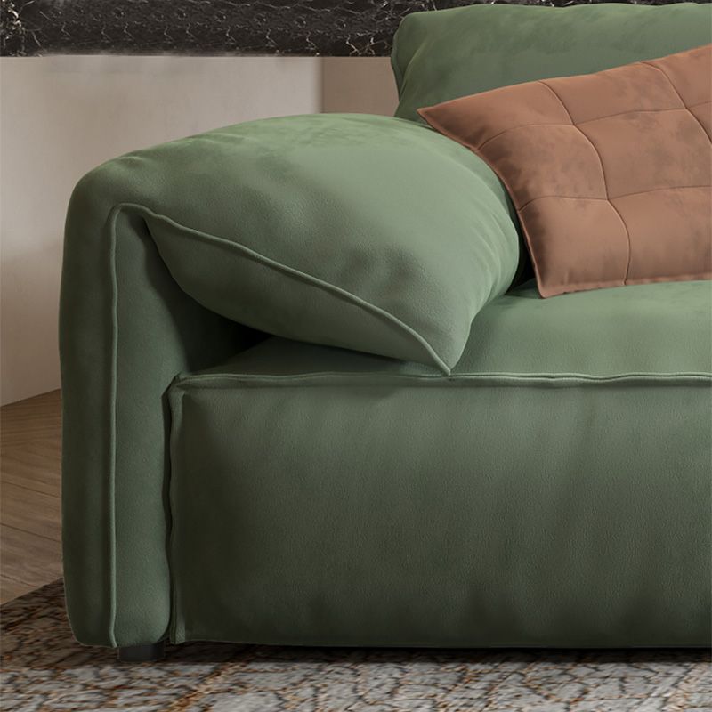 Stationary Slipcovered Living Room Pillow Top Arm Green Cushions Sofa