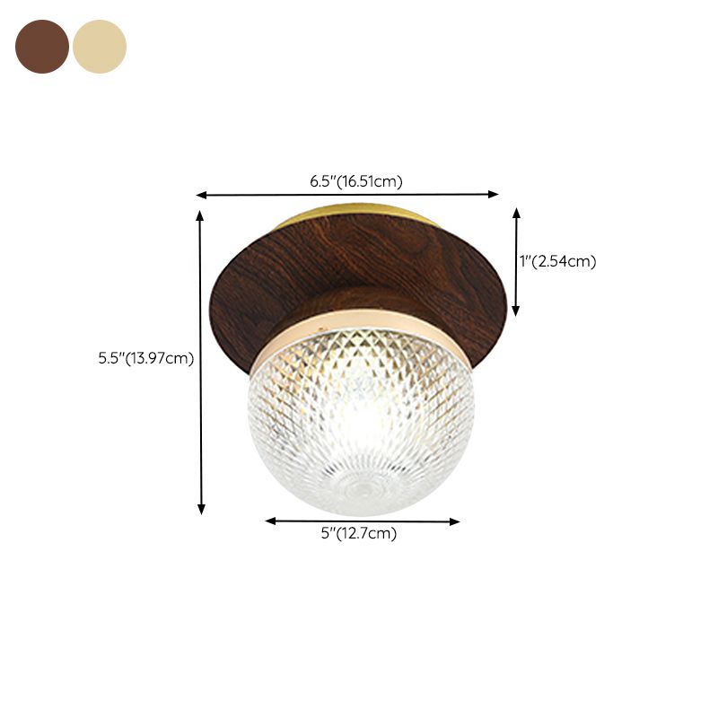 Modern Metal Flush Mount Ball Shape Ceiling Light with Glass Shade for Living Room