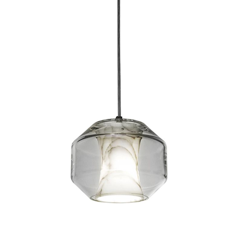 Pendentif de style moderne pierre lumineuse 1 lumière suspendue Lumière en blanc pour le chevet
