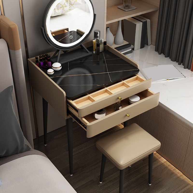 23.62" Wide Stone Vanity Table Modern Makeup Vanity Table Set with Storage Drawers