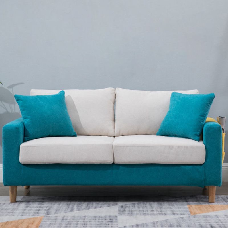 Loose Back Square Arm Sofa 2-Seater Fabric Cushions Loveseat with Storage
