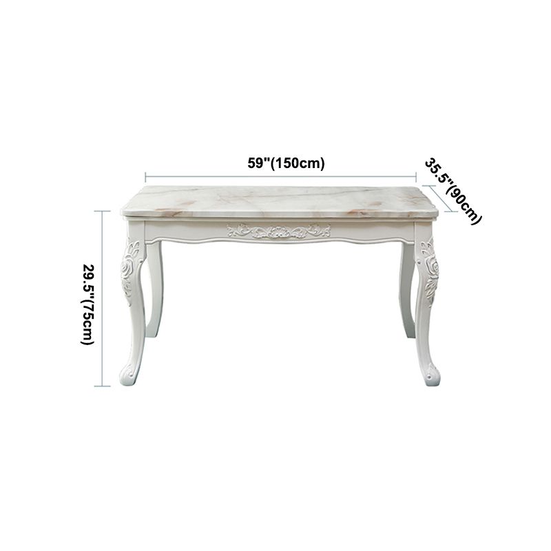 Vitoria Rectangle Shape Marble Table White Standard Dining Table for Kitchen