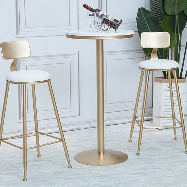 Solid Wood Bar Table Gold and Metal Base Bar Table for Kitchen Living Room Coffee Room