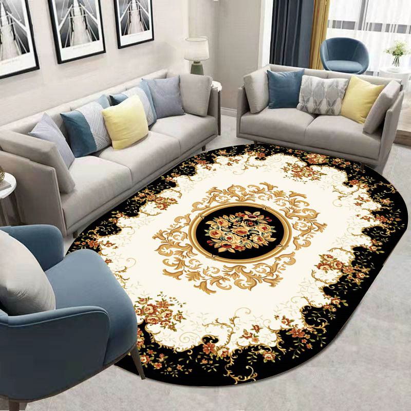 Green Bohemian Rug Blending Graphic Rug Non-Slip Backing Rug for Living Room