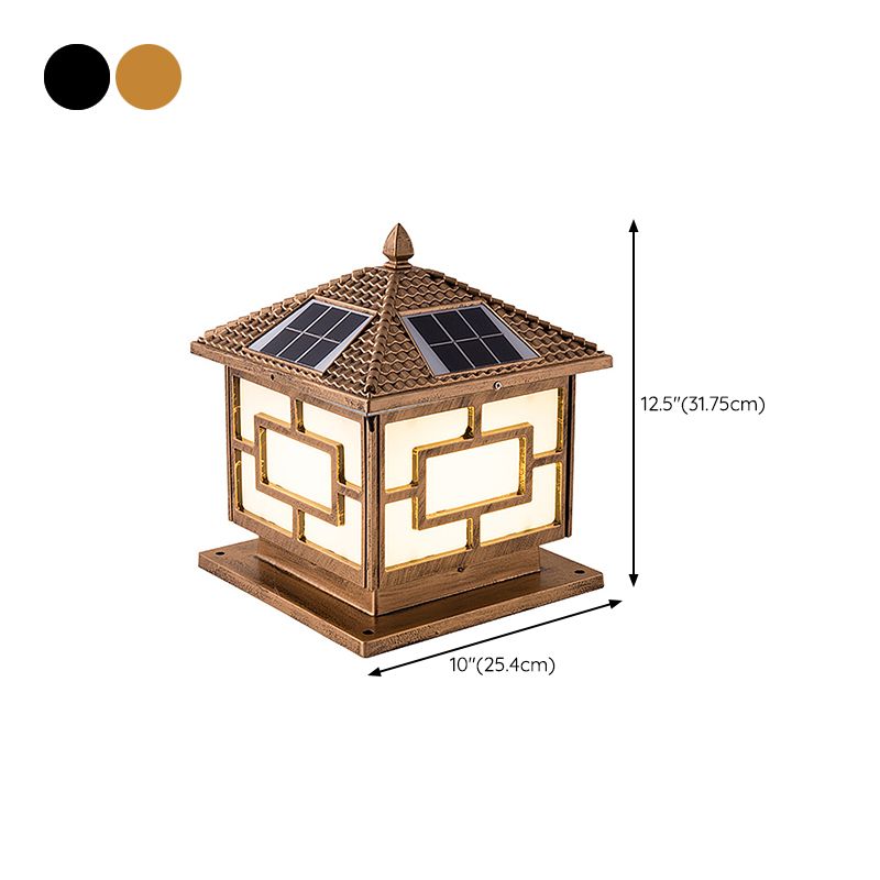 Modern LED Pillar Lamp Metallic LED Solar Lighting Fixture for Garden