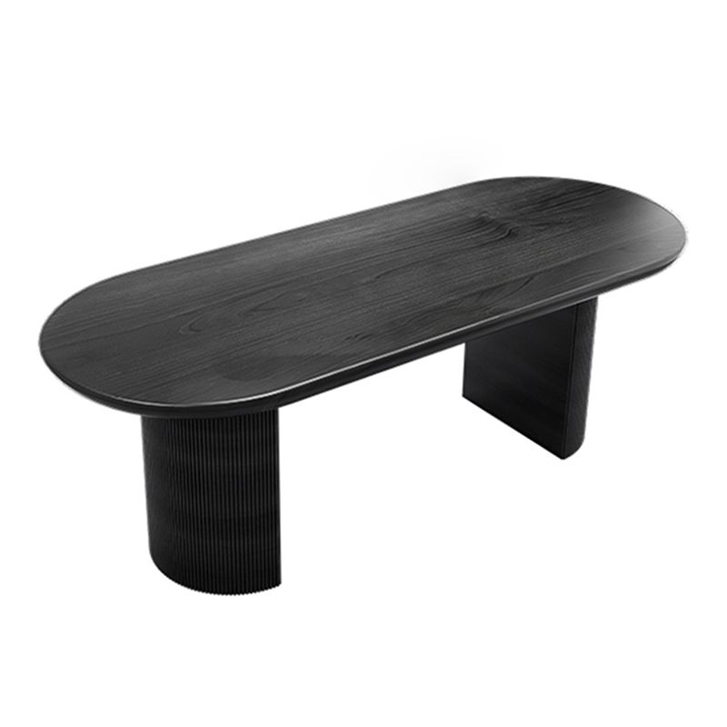 Table ovale contemporaine en bois massif table en bois noir pour salle à manger