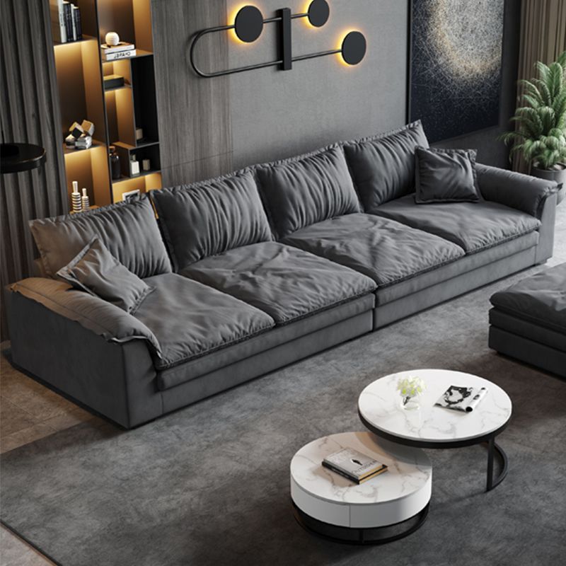 Black Faux Leather Pillow Top Arm Sofa/Sectionals with Stain-Resistant