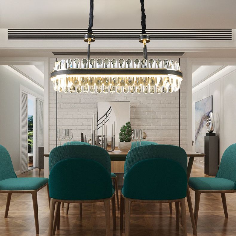 Luci dell'isola geometrica moderna lampadario cristallo 1 illuminazione isola luminosa in finitura nera