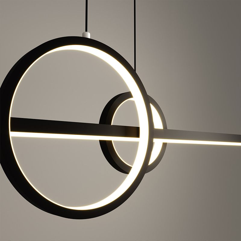 Unique Shape Hanging Island Lights Modern Chandelier Light Fixture in Black