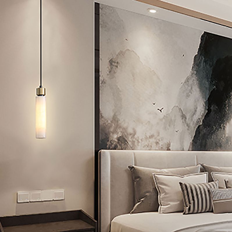 Éclairage de pendentif simple en marbre contemporain pour salle à manger cafée