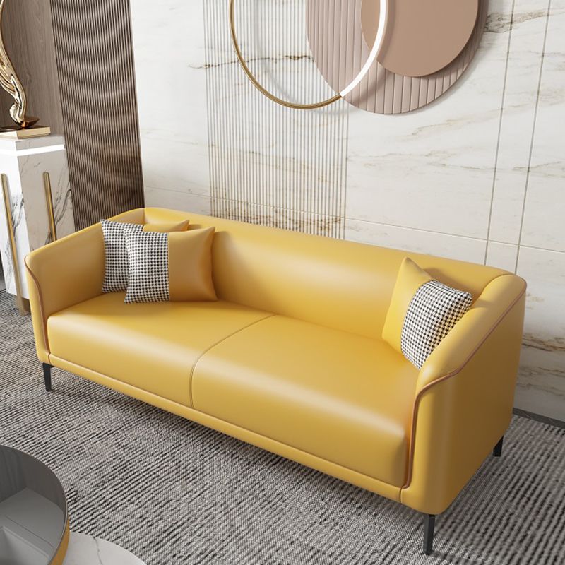 Contemporary Faux Leather Tight Back Flared Arm Living Room Seating