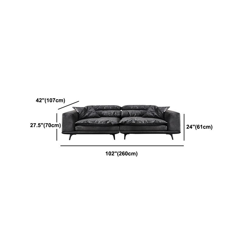 Square Armrest Cushioning Backrest Black Metal Sofa Legs Black Tech Fabric Sofa Bed