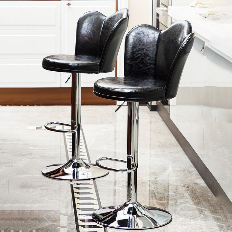 Adjustable Height Upholstered Counter Stools Scandinavian Bar Stools with Chrome Base