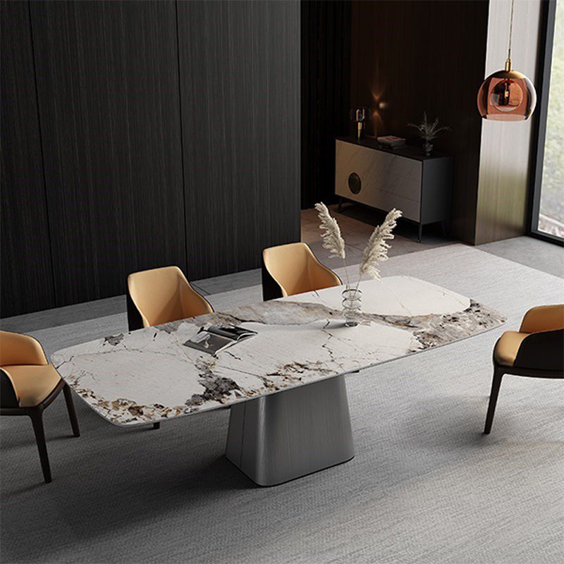 Rectangle Fixed Dining Room Table Luxury Sintered Stone Kitchen Table