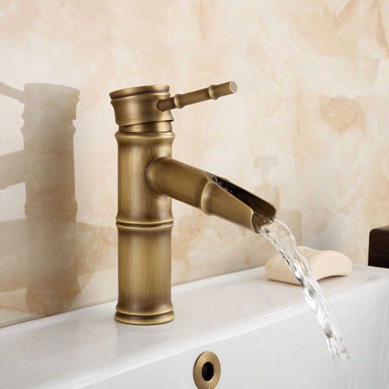 Farmhouse Brass Bathroom Faucet Lever Handle Faucet Single Hole Vessel Sink Faucet