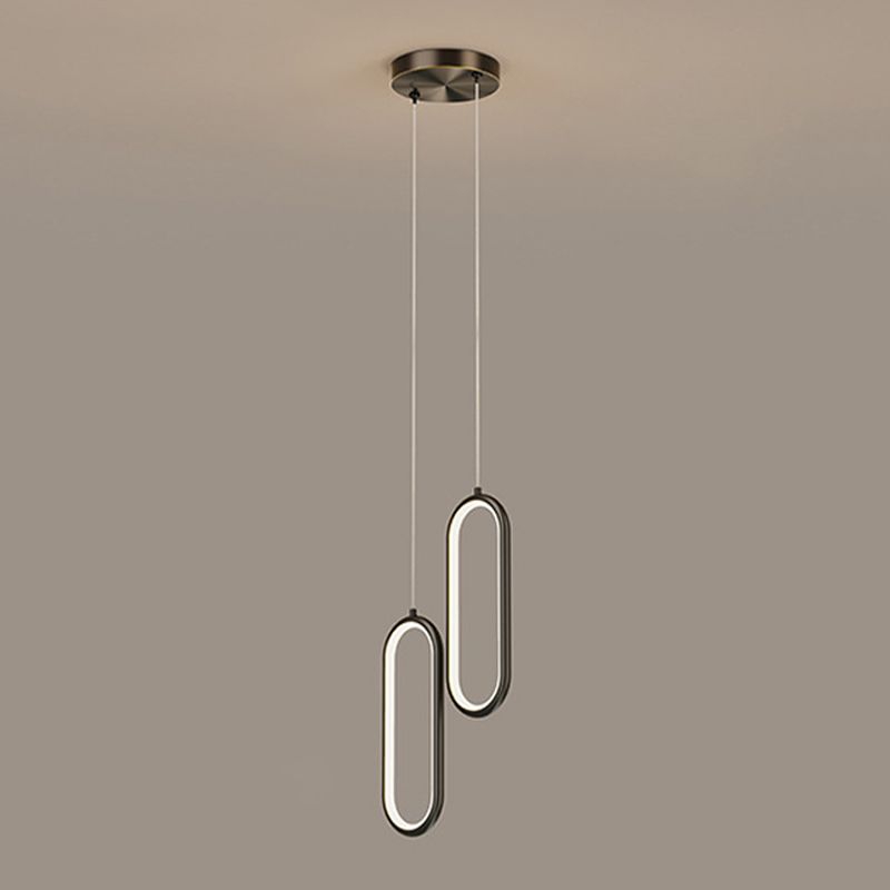 Metal Oval Hanging Light Postmodern Style Suspension Pendant for Cafe Restaurant