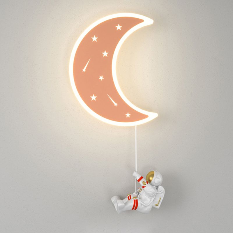 Moon Shape Wall Mount Light Children LED Wall Light with Acrylic Shade for Bedroom