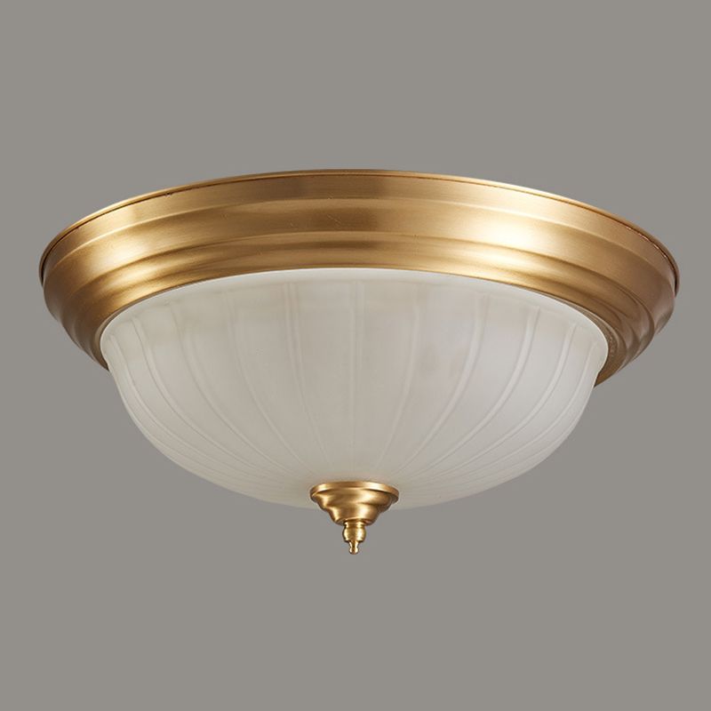 Bowl Handblown Glass Flush Mount Lighting Retro Living Room Flush Mount Ceiling Light in Gold