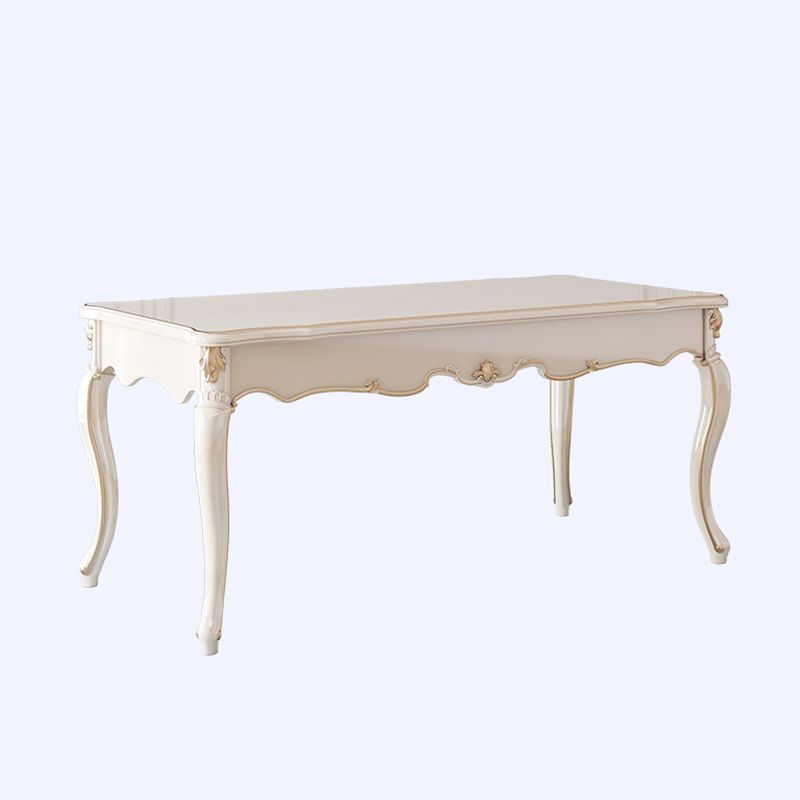 Rectangle Shape White Tone Dining Table Victoria 4 Legs Table for Dining Room