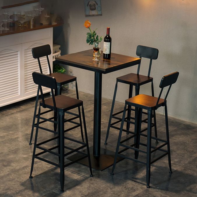 Modern Cafe Bar Height Cocktail Table Square Wood Counter Height Dining Table
