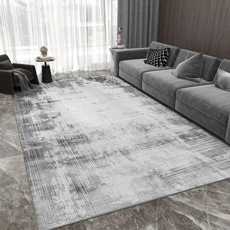 Gray Tone Simplicity Indoor Rug Polyester Mottled Effect Carpet Non-Slip Backing Rug for Living Room