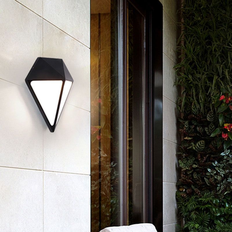 Aluminum Diamond Wall Sconce Light Minimalist Black LED Wall Mount Lighting for Outdoor