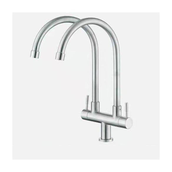 Double Handle Kitchen Faucet  2-Function Faucet with Deck Plate
