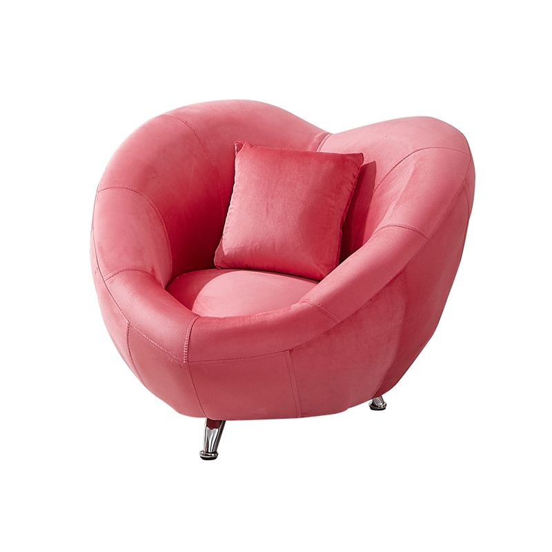 Velvet Barrel Chair 37.40" L x 31.49" W x 29.13" H Solid Wood Frame Barrel Accent Chair