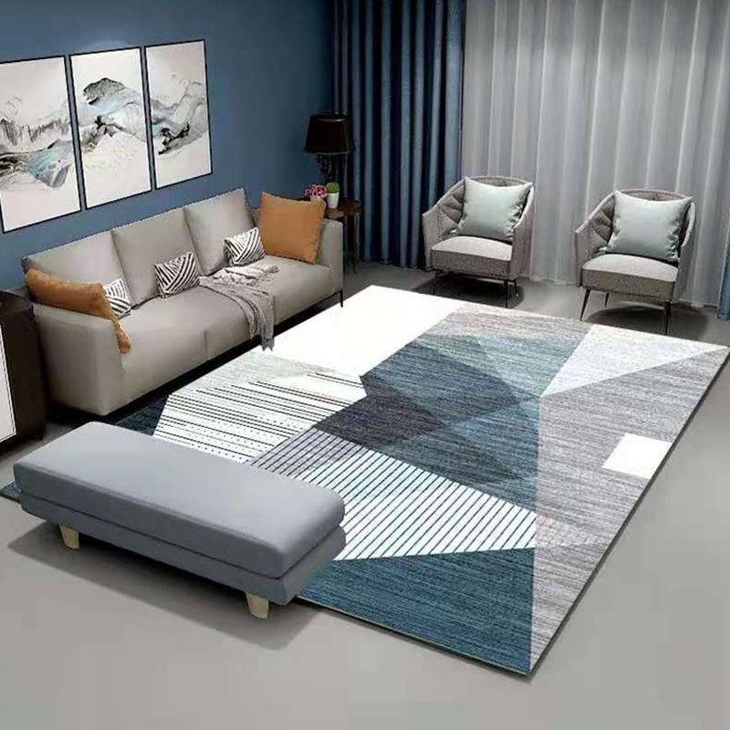 Contemporary Indoor Carpet Contrast Panel Geometric Area Rug Polyester Carpet with Non-Slip Backing