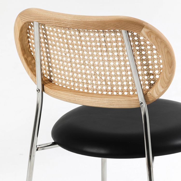 Open Back Side Chair Industrial Armless PU Leather Dining Chairs