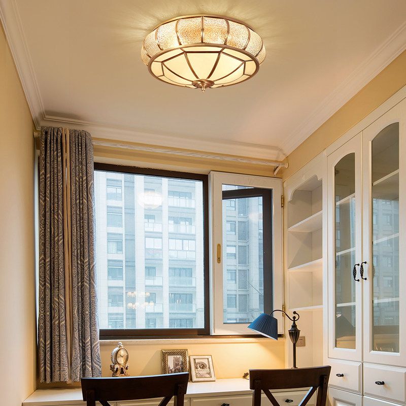 Donut Shaped Ripple Glass Flush Mount Lighting Classic Dining Room Flush Mount Fixture in Gold