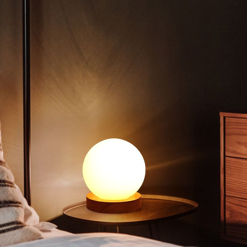 Modern Night Table Lamps 1-Light Nightstand Lights with White Glass Shade for Bedroom