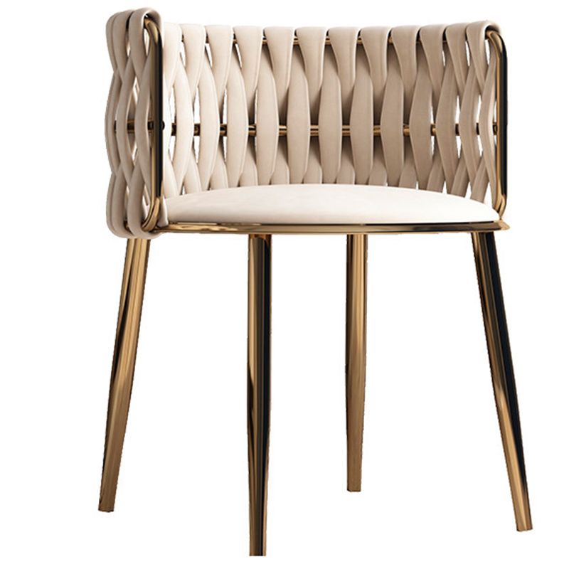 Contemporary Metal Dining Room Armchairs Upholstered Side Chairs for Home Use