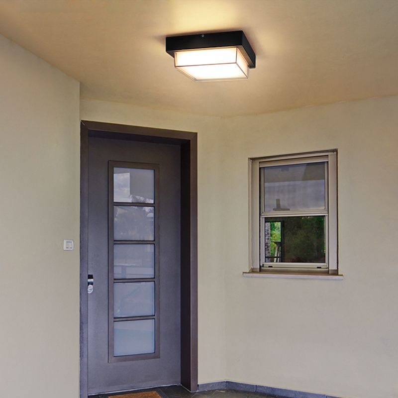 Plastic Shade LED Ceiling Light Courtyard Balcony Waterproof Flush-mount Lamp
