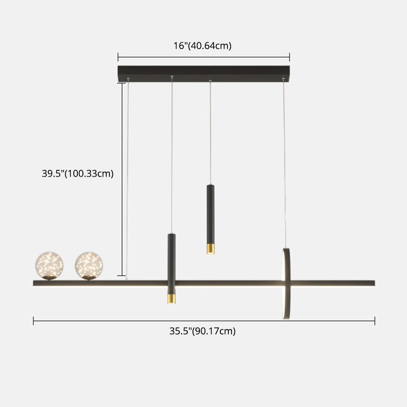Modern Chandelier Linear Clear Glass Island Chandelier Lights for Dining Room