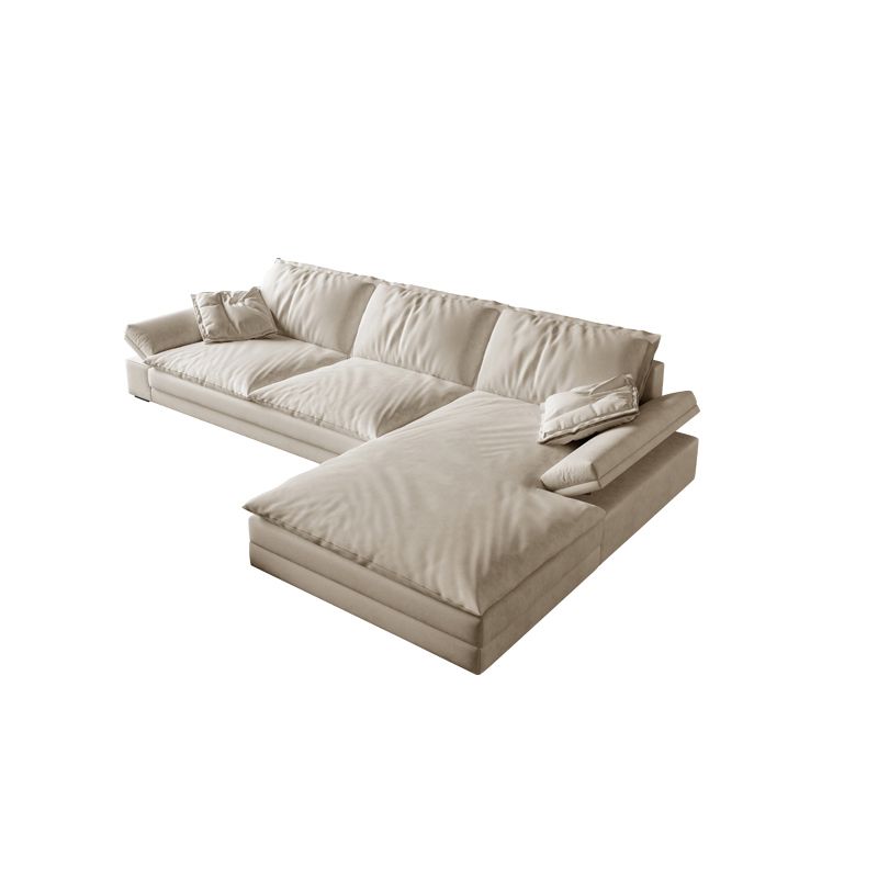 31.5"H White Faux Leather Pillow Top Arm Sofa & Chaise for Living Room