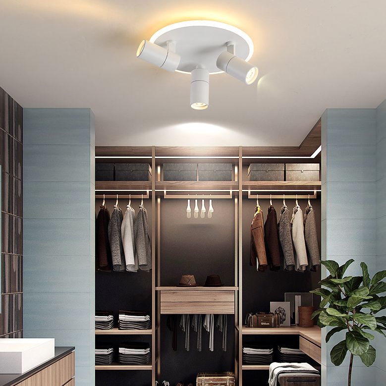 Modern 3-Light LED Flush Mount Lighting Track Light White Spotlight Round Light for Bedroom or Balcony