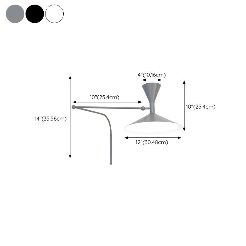 Modernism White/Black/Grey Wall Mounted Sconce Metal 1 Light Wall Light Sconce