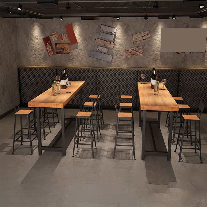 Industrial Rectangle Pub Table Set 1/4/6/7 Pieces Solid Wood Bar Set for Indoor