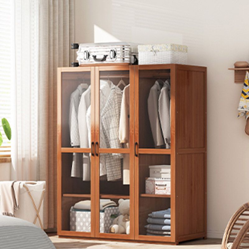 Modern Wardrobe Cabinet Solid Wood Clothes Rail Wardrobe Armoire