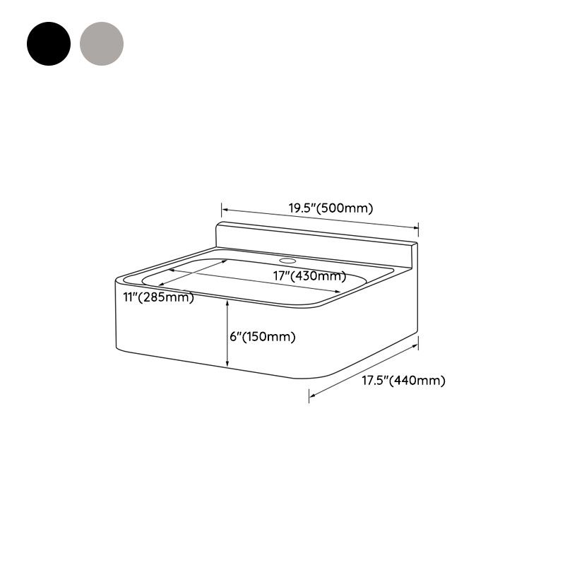 Contemporary Bathroom Sink with Pop-Up Drain Metal Rectangular Wall Mount Bathroom Sink
