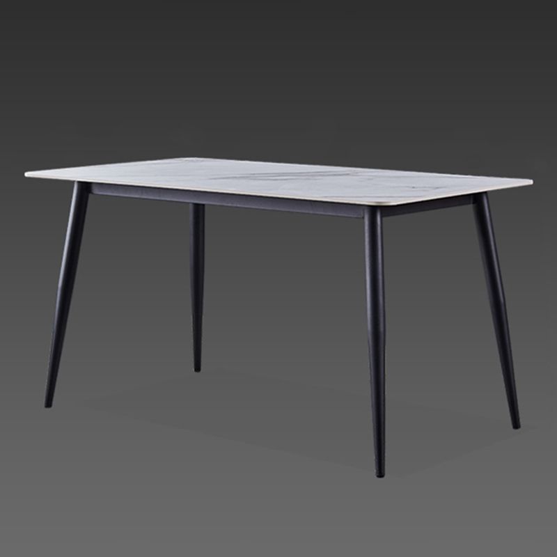 Metal Industrial Rectangle Dining Table Sintered Stone Table for Dining Room