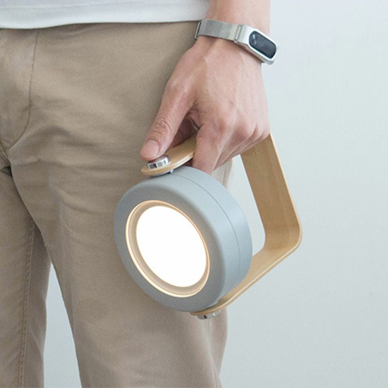 Portable Round Night Light Creative Lampshade Foldable Design Acrylic Bedroom LED Lantern Table Lamp