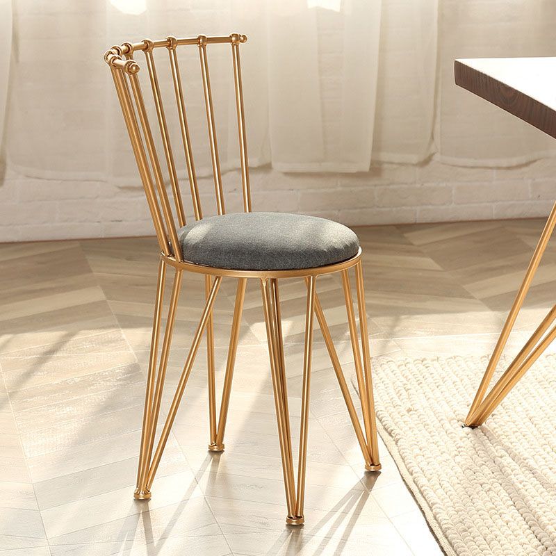 Contemporary Metal Dining Room Chairs Slat Back Dining Chair in Gold