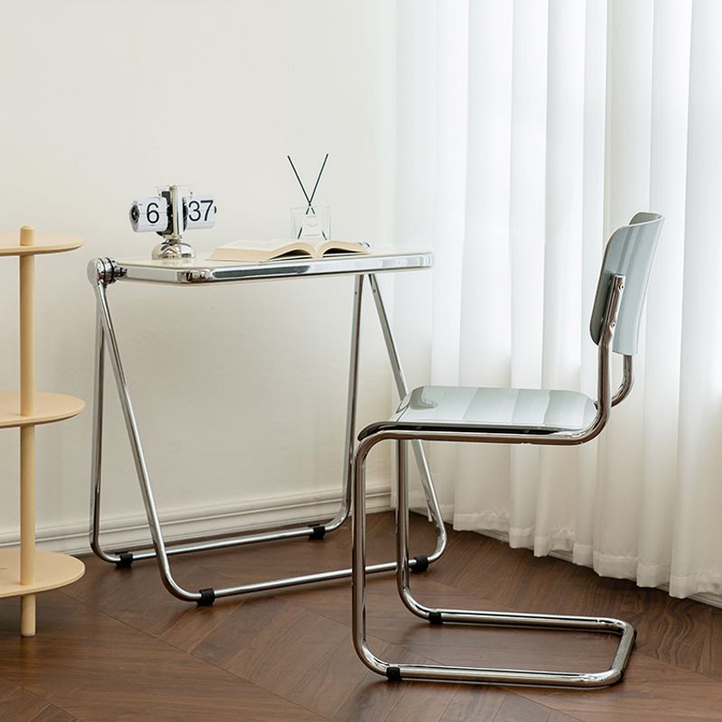 Industrial Armless Indoor Chair Plastic Open Back Side Chair with Metal Base